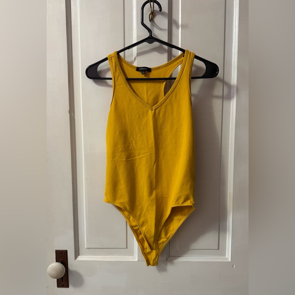 Ambiance Bright Yellow V-Neck Sleeveless Bodysuit